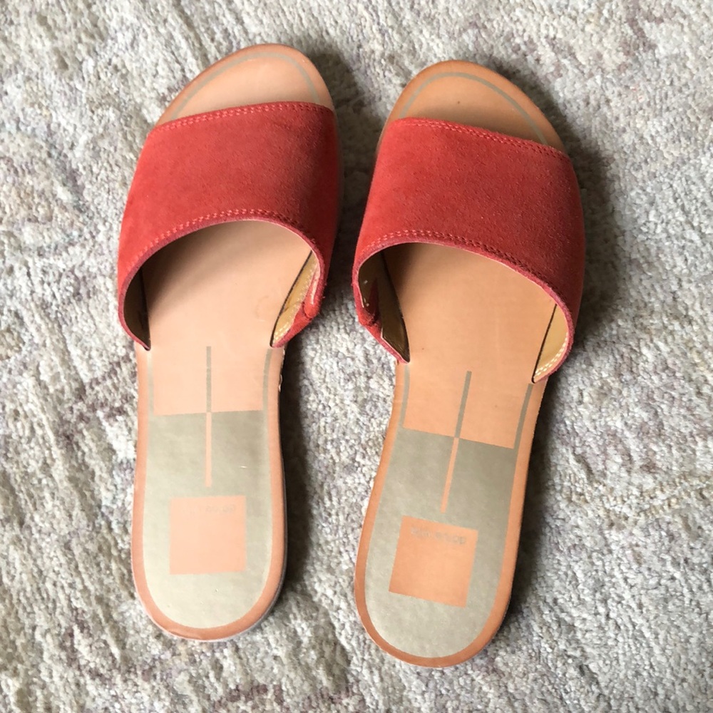 Dolce Vita Orange Suede Leather Slide Sandals EC